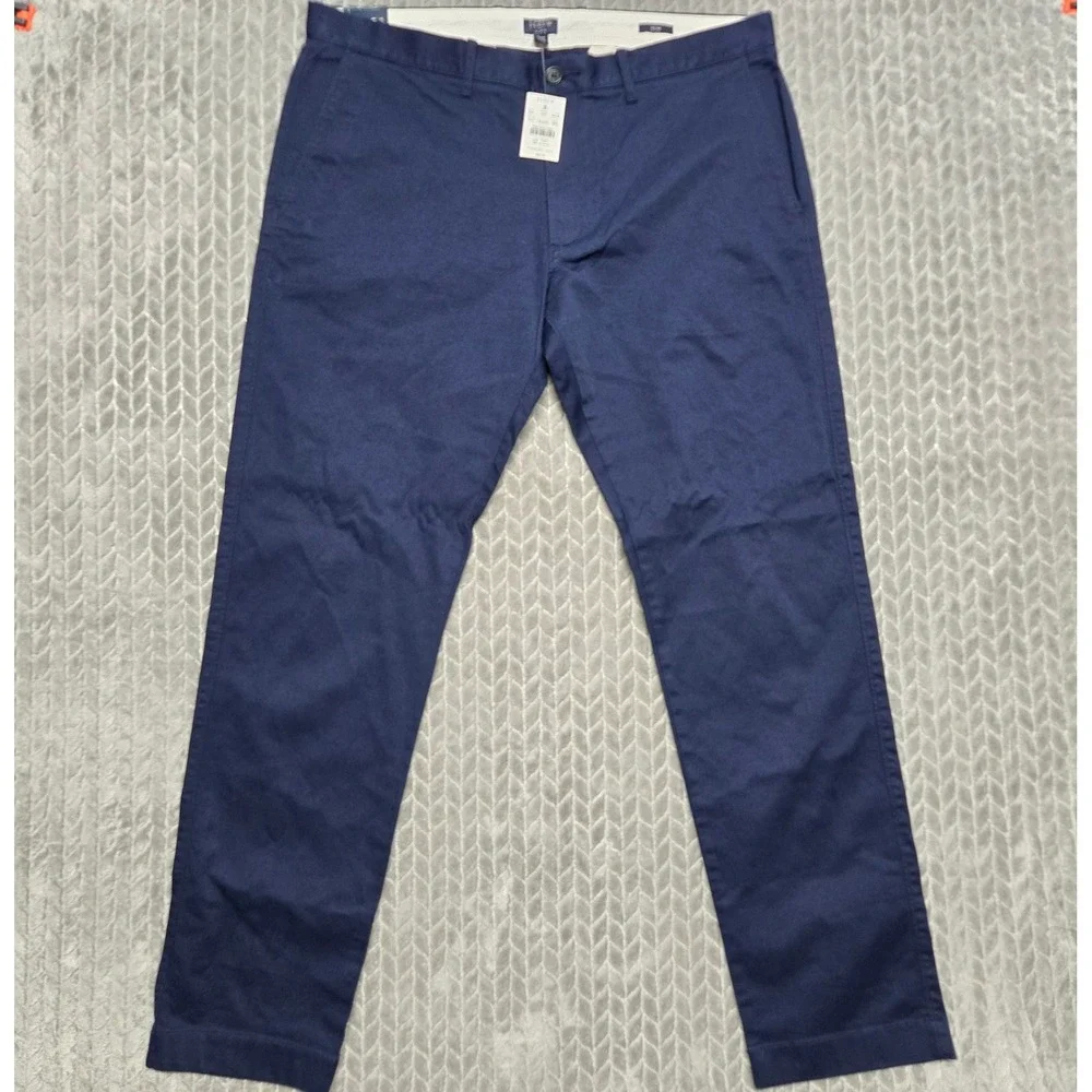 J.Crew Flex Slim Chino Pants Mens 36x32 Navy Blue Stretch Twill H3167 NEW